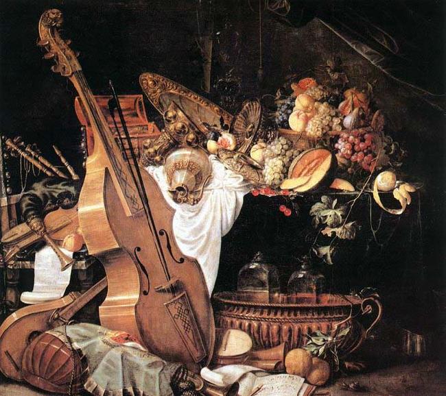 Cornelis de Heem Vanitas Still-Life with Musical Instruments after 1661 Spain oil painting art